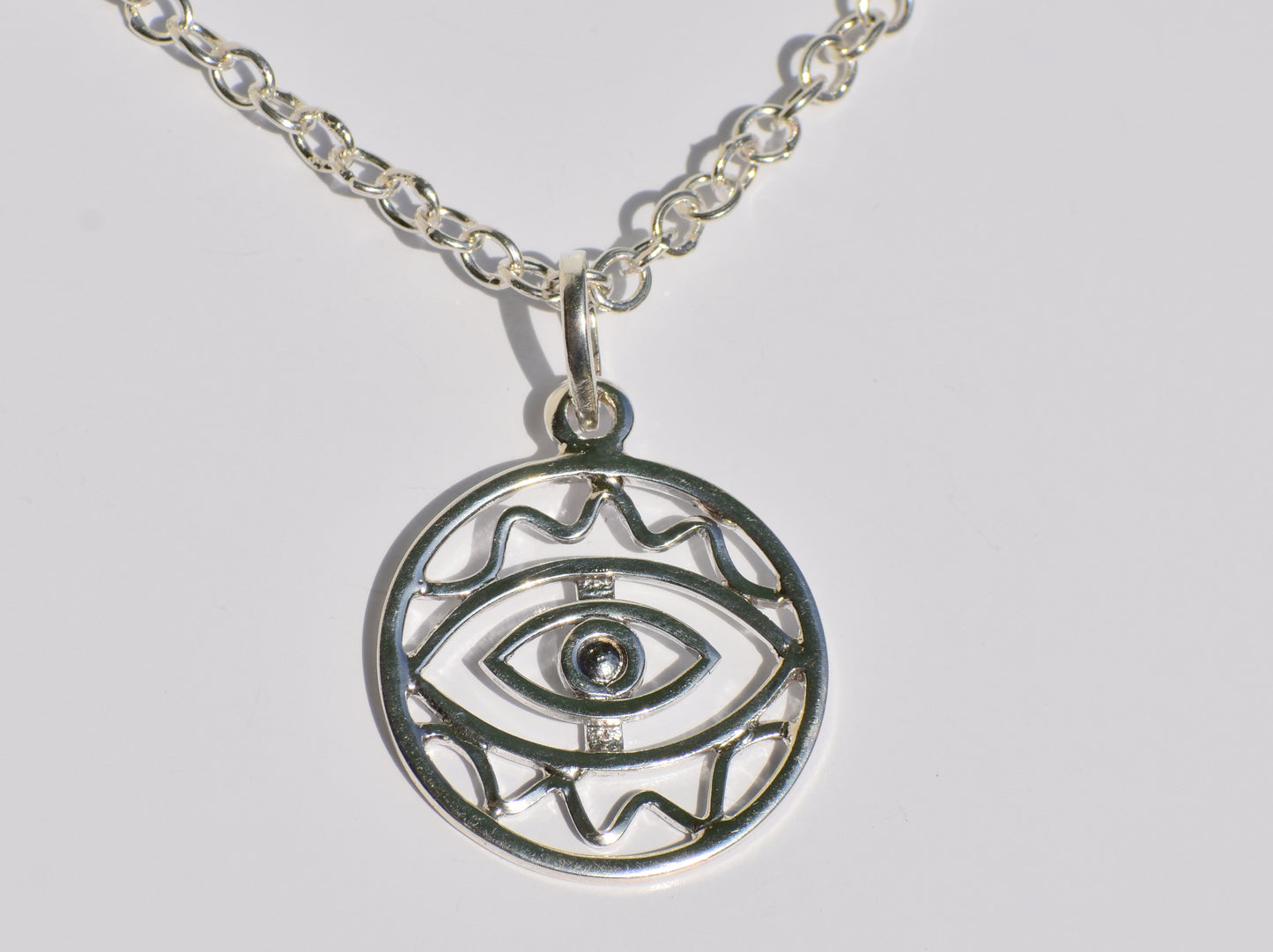 Evil Eye Necklace, Silver Chain Necklace, 925 Sterling Silver Pendant, Handmade Pendant, Evil Eye Pendant, Silver Layers, Gifts Idea For Her