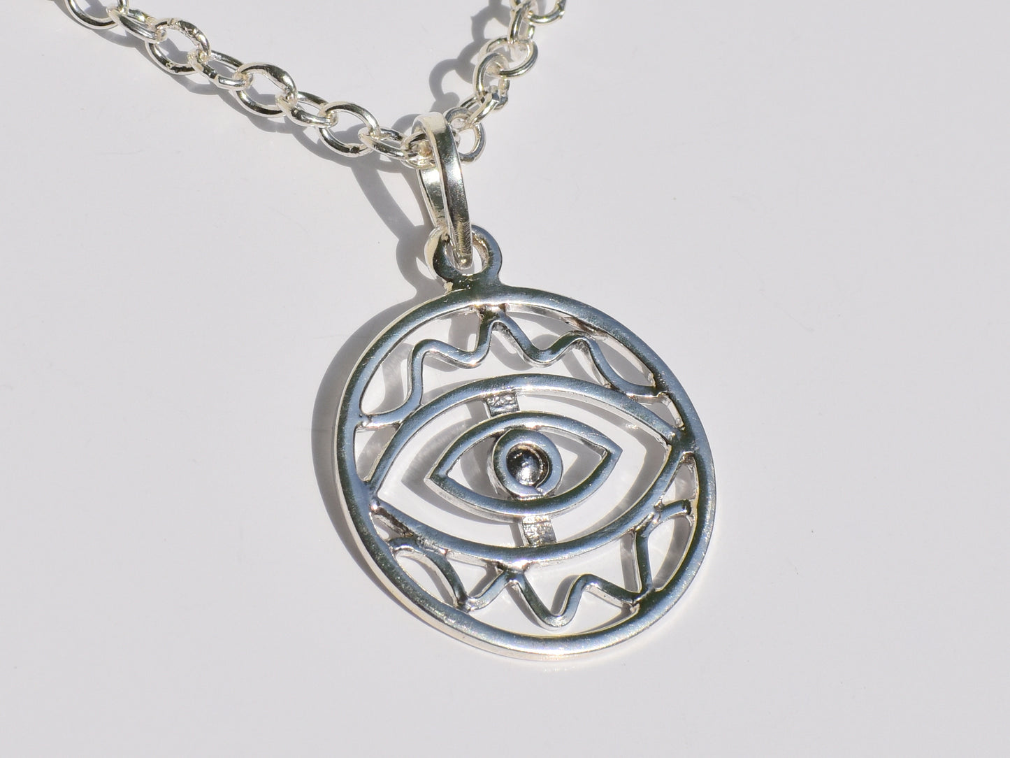 Evil Eye Necklace, Silver Chain Necklace, 925 Sterling Silver Pendant, Handmade Pendant, Evil Eye Pendant, Silver Layers, Gifts Idea For Her