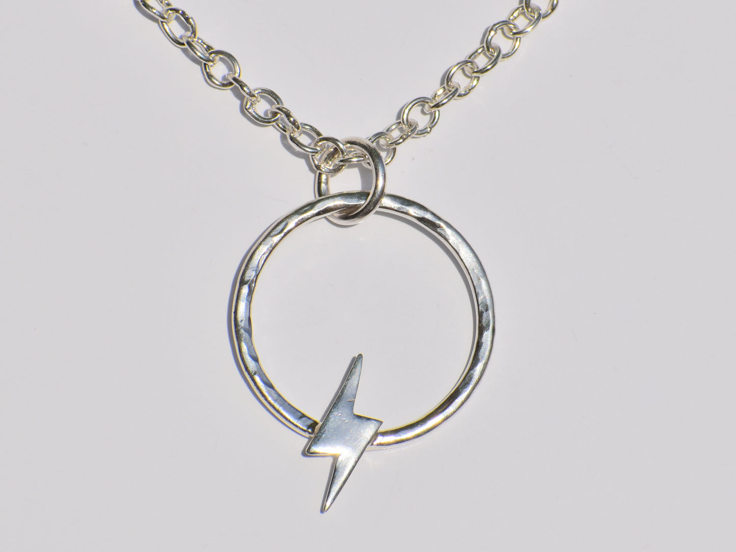 Hollow Circle Pendant, Silver Necklace, Flash Lighting Necklace, Open Circle Necklace, 925 Sterling Silver Necklace, Thin Round Ring Pendant
