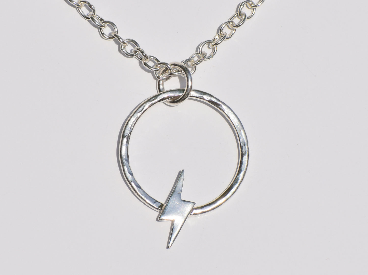 Hollow Circle Pendant, Silver Necklace, Flash Lighting Necklace, Open Circle Necklace, 925 Sterling Silver Necklace, Thin Round Ring Pendant