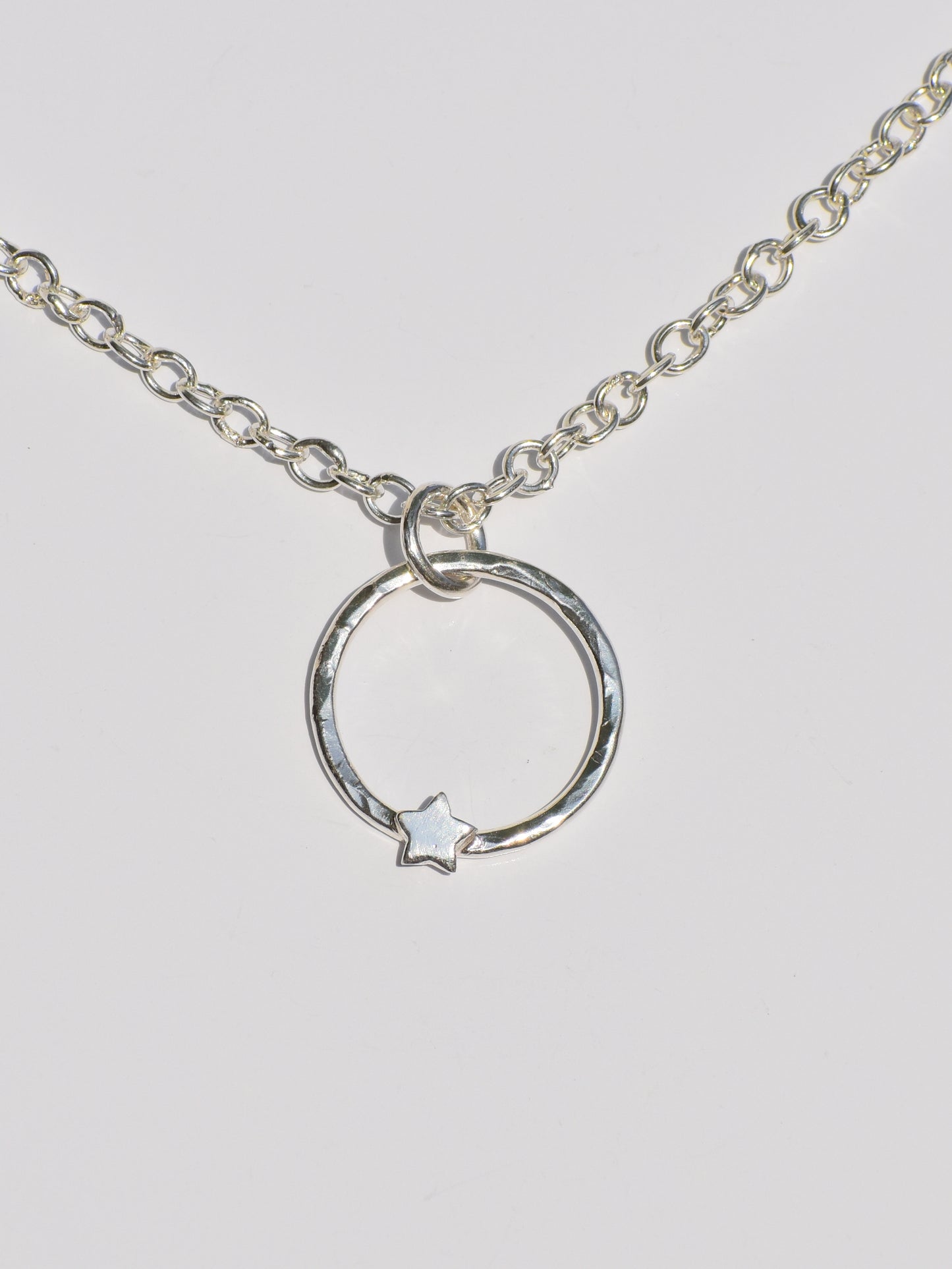 Hollow Circle Ring Necklace, Star On Ring Necklace, Open Round Circle Necklace, Handmade Jewelry, Women Accessories, Silver Necklace For Her