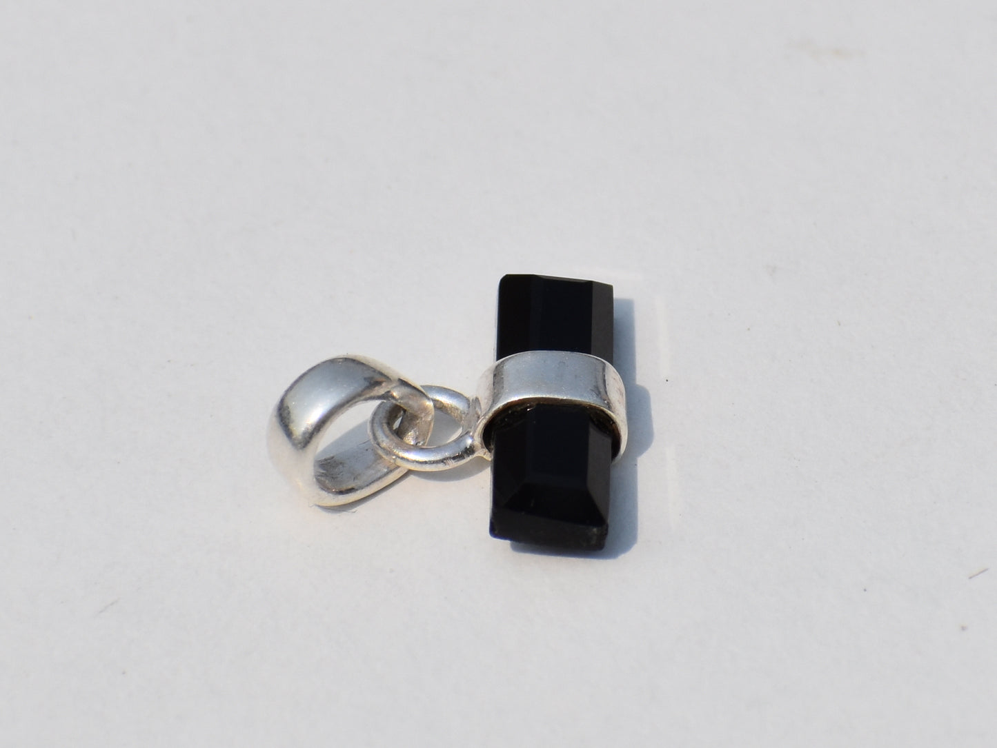 Black Onyx Pendant, 925 Sterling Silver Pendant, Black Precious Stone, Cut Stone Pendant, Solid Silver Pendant, Long Stone Pendant, Gift Her