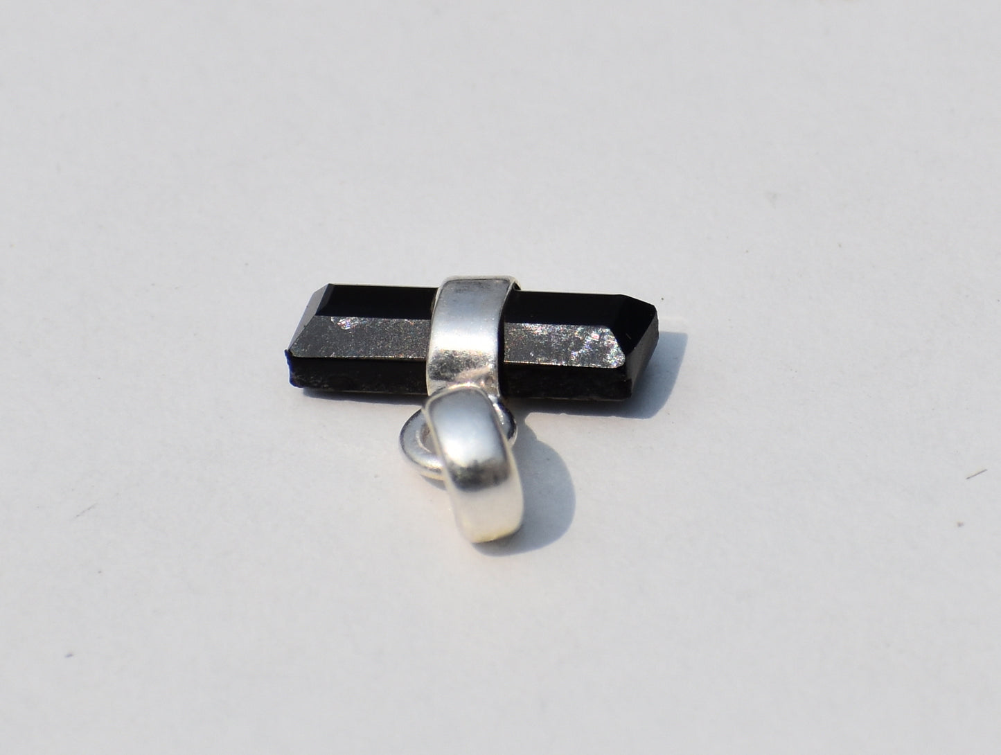 Black Onyx Pendant, 925 Sterling Silver Pendant, Black Precious Stone, Cut Stone Pendant, Solid Silver Pendant, Long Stone Pendant, Gift Her