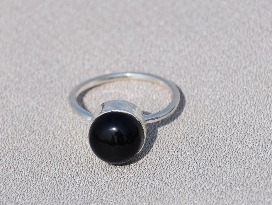 Black Onyx Sterling Silver Ring – Handmade Boho Statement Jewelry