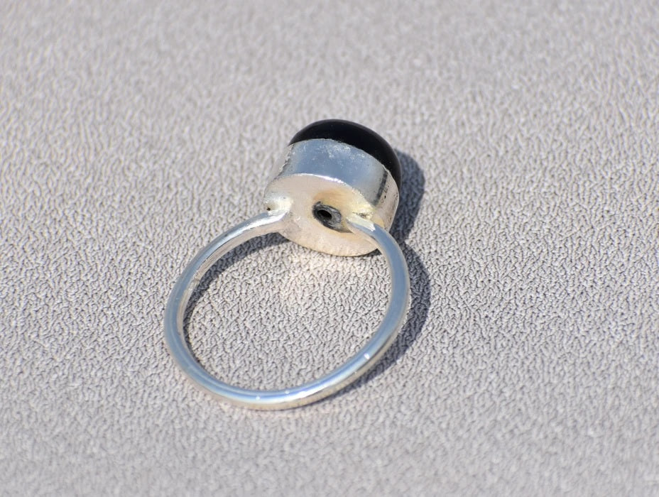 Black Onyx Sterling Silver Ring – Handmade Boho Statement Jewelry