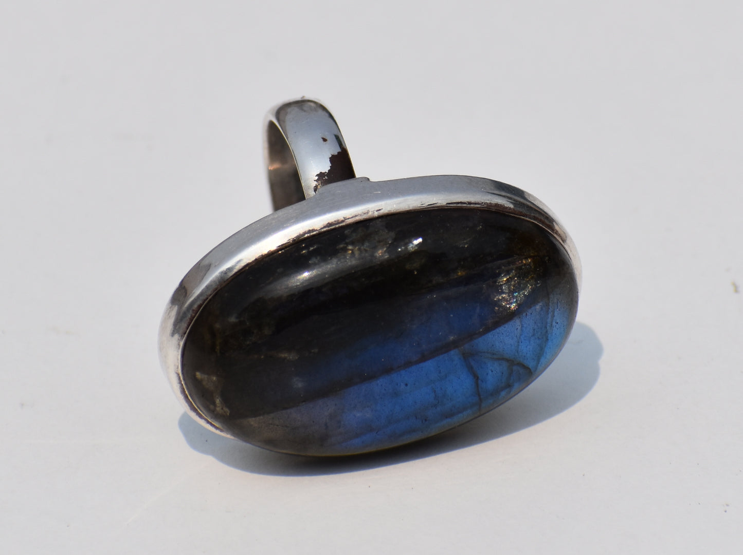 Labradorite Sterling Silver Ring – Handmade Blue Flash Gemstone Jewelry