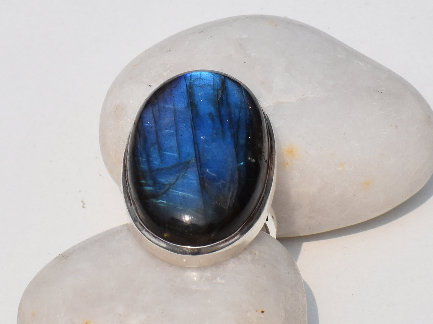 Labradorite Sterling Silver Ring – Handmade Blue Flash Gemstone Jewelry