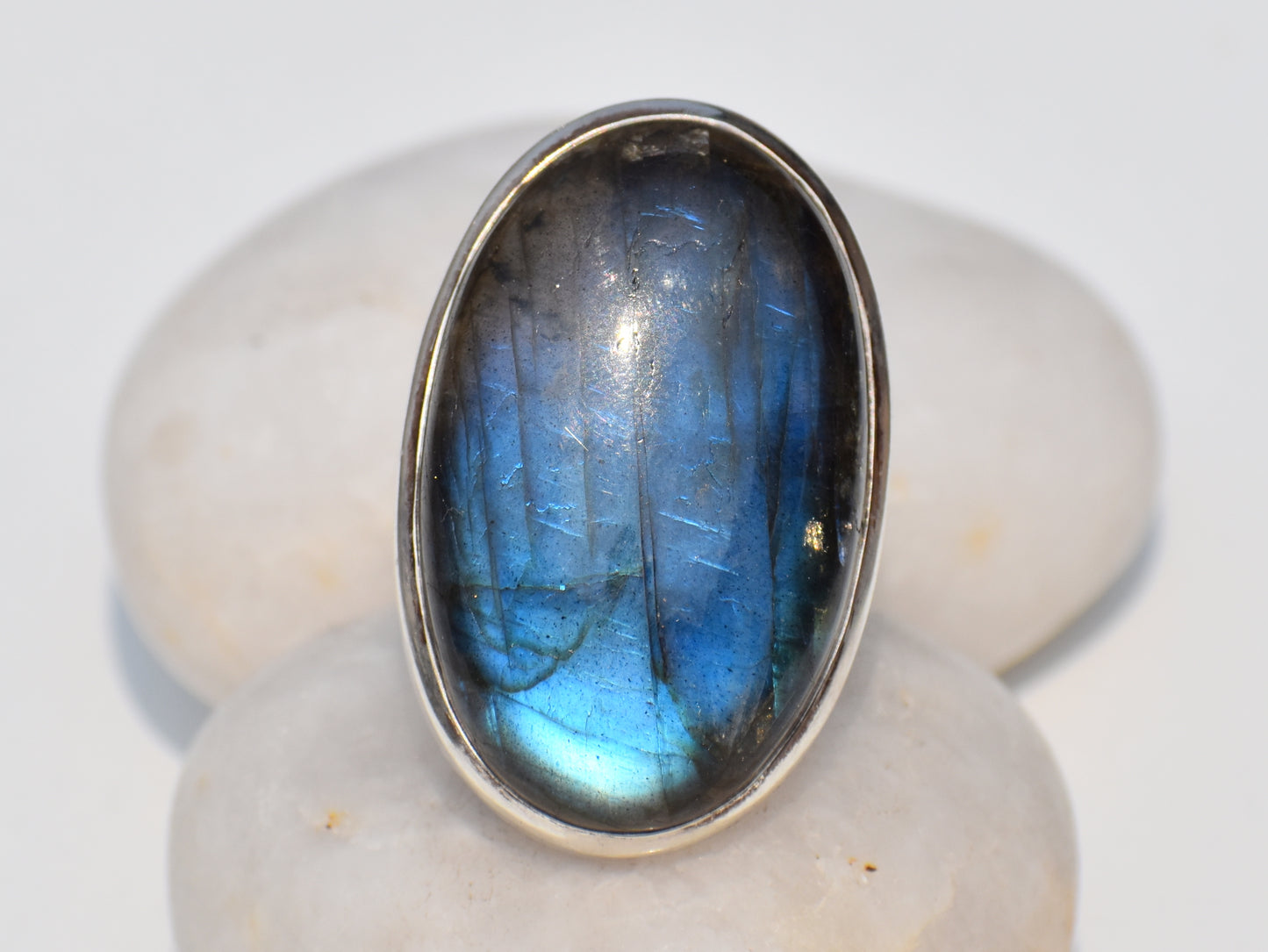 Labradorite Sterling Silver Ring – Handmade Blue Flash Gemstone Jewelry