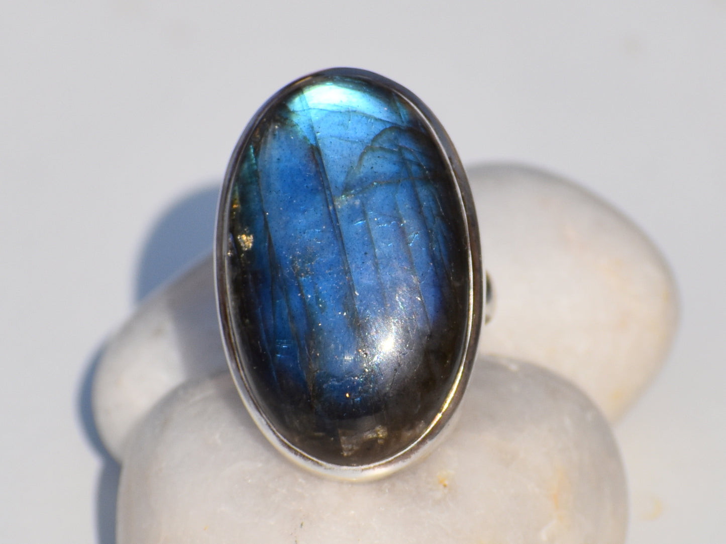 Labradorite Sterling Silver Ring – Handmade Blue Flash Gemstone Jewelry