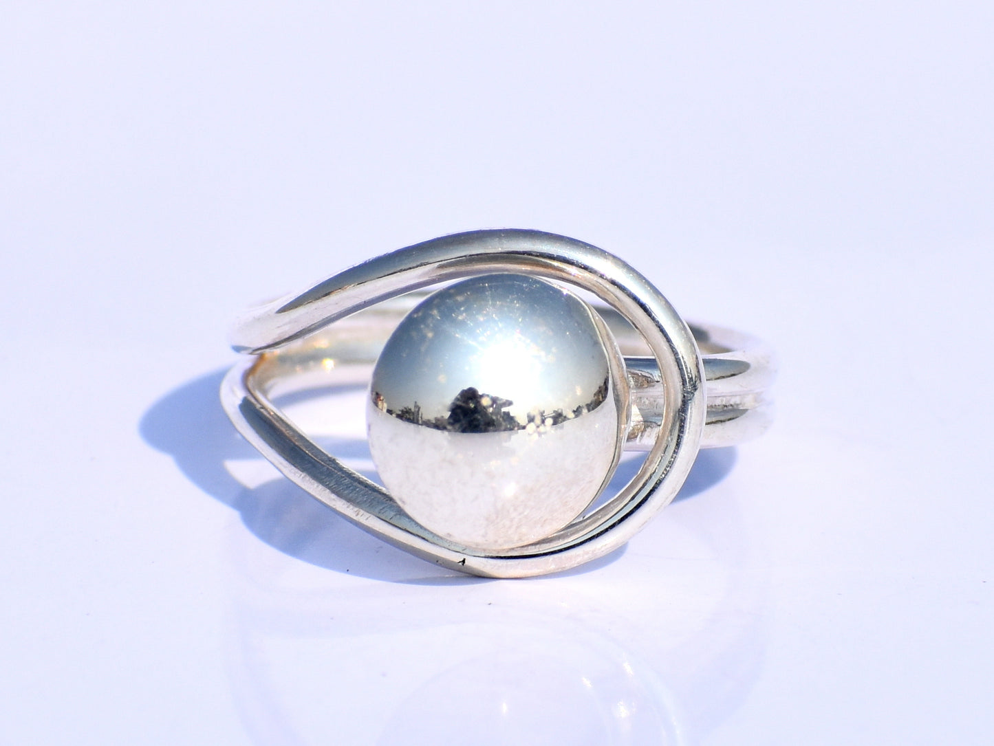 Silver Ball Adjustable Ring – Handmade 925 Sterling Silver Unisex Jewelry