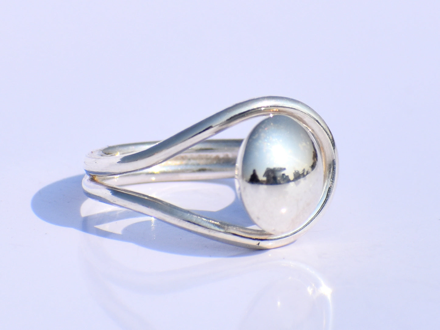 Silver Ball Adjustable Ring – Handmade 925 Sterling Silver Unisex Jewelry