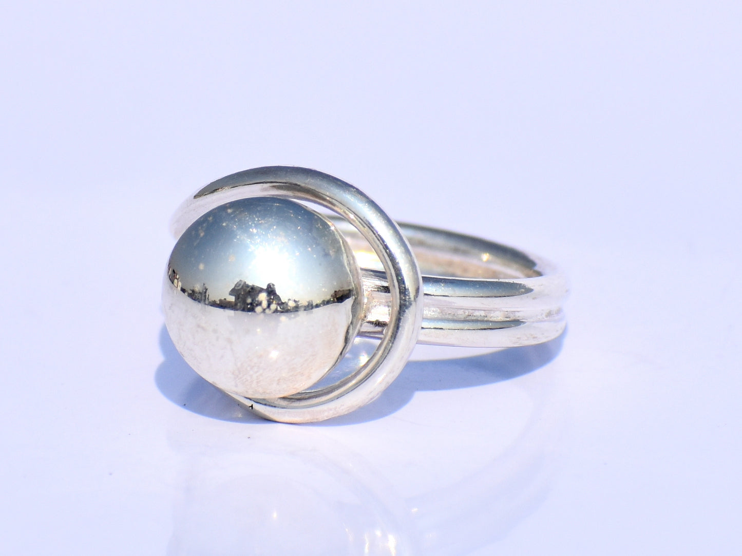 Silver Ball Adjustable Ring – Handmade 925 Sterling Silver Unisex Jewelry