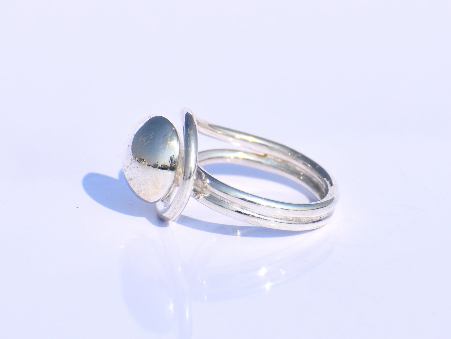 Silver Ball Adjustable Ring – Handmade 925 Sterling Silver Unisex Jewelry