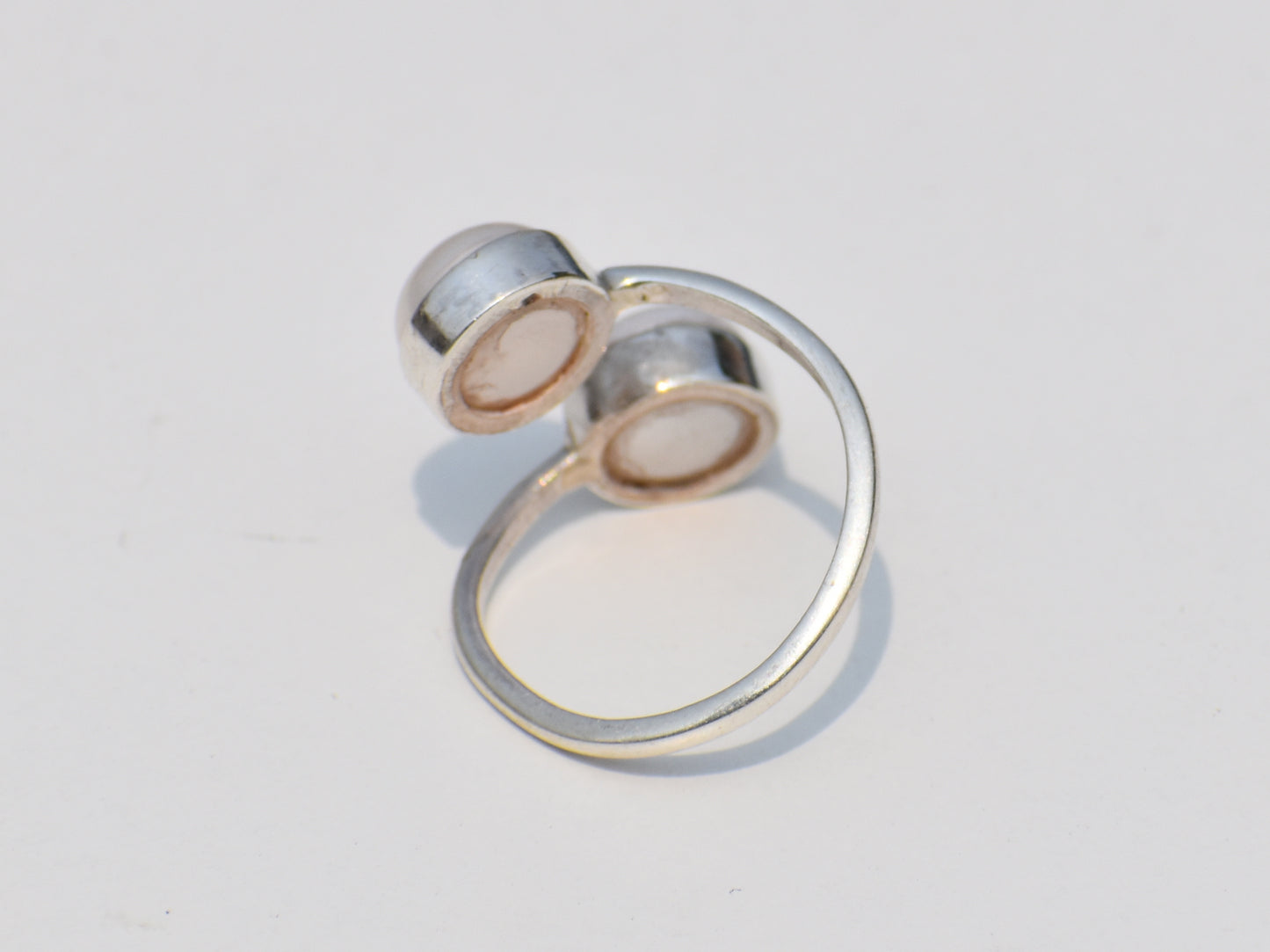 Double Pearl Ring, Adjustable Ring, Gemstone Ring, Handmade Ring, 925 Sterling Silver Ring, June Birthstone, Anniversary Gift, Gift For Her