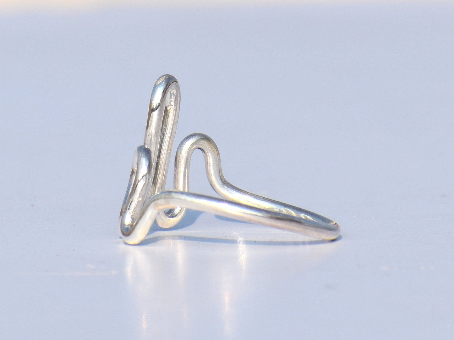 Silver Heart Ring, 925 Sterling Silver Ring, Fine Ring, Women Ring, Statement Ring, Knuckle Ring, Wave Ring, Anniversary Gift, Gift For Her