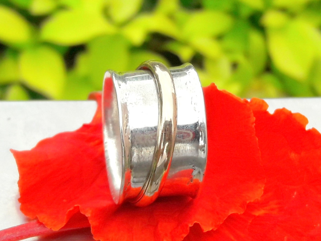 Spinner Ring, Sterling Silver Ring, Fidget Ring, Chunky Ring, Statement Jewelry, Unisex Band, Birthday Gift, Gift For Her, Bohemian Jewelry