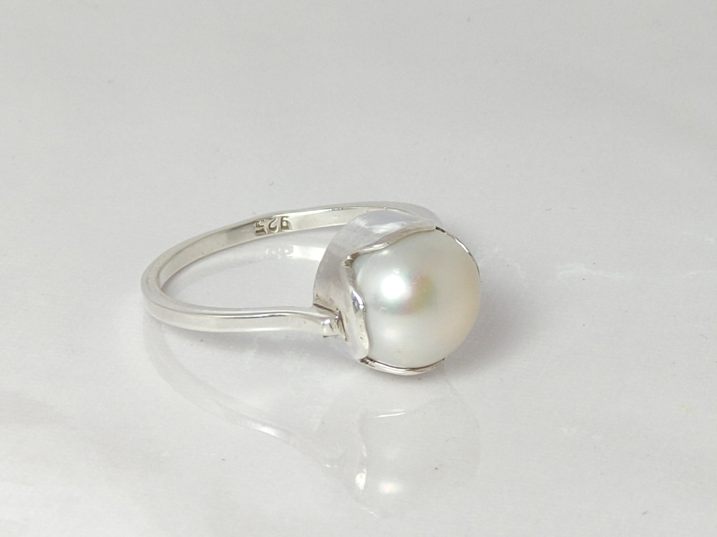 Pearl Ring, Gemstone Ring, Sterling Silver Ring, Handmade Ring, Vintage Jewelry, Unisex Ring, Birthstone Ring, Stone Ring, Anniversary Gift