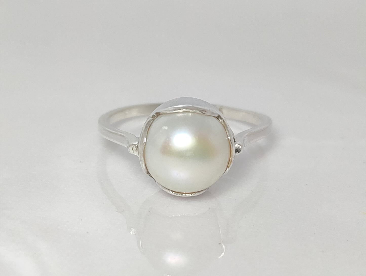 Pearl Ring, Gemstone Ring, Sterling Silver Ring, Handmade Ring, Vintage Jewelry, Unisex Ring, Birthstone Ring, Stone Ring, Anniversary Gift