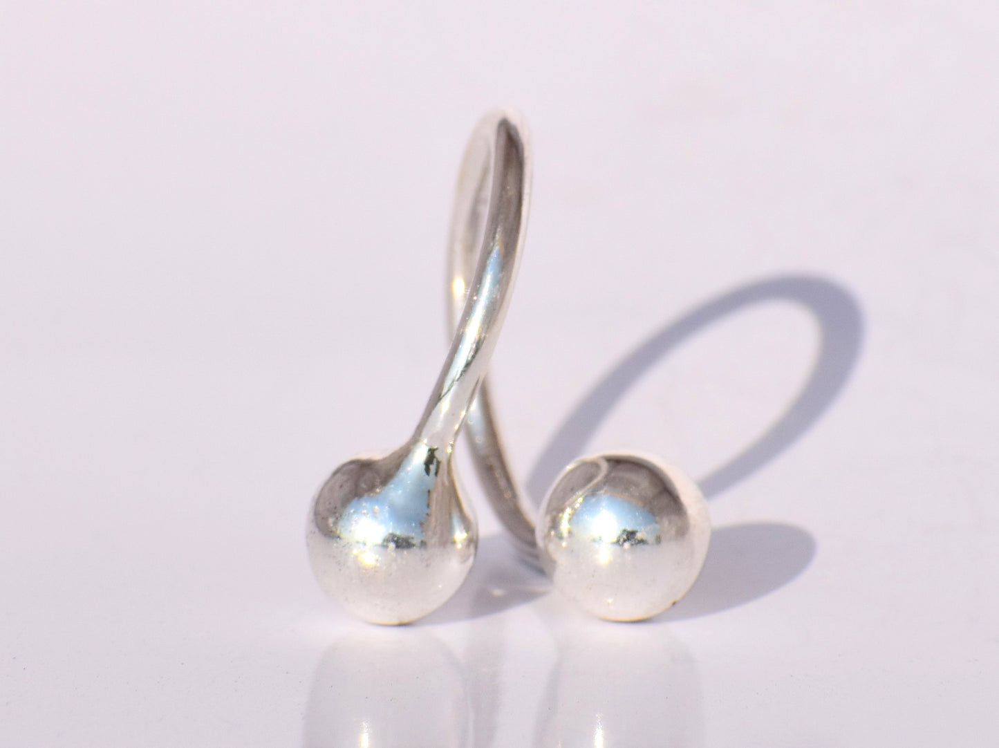Silver Ball Ring, Double Ball Ring, Twist Ring, Sterling Silver Ring, Handmade balls, Promise Ring, Dainty Ring, Woman Ring, Christmas Gift