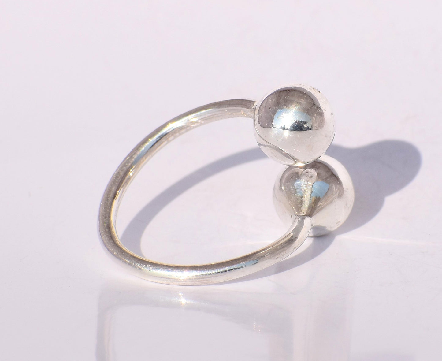 Silver Ball Ring, Double Ball Ring, Twist Ring, Sterling Silver Ring, Handmade balls, Promise Ring, Dainty Ring, Woman Ring, Christmas Gift