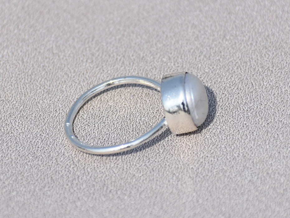 Pearl Ring, Minimalist Ring, Simple Ring, Stacking Ring, Thin Ring, Handmade Ring, 925 Silver Ring, June Birthstone, Stacking Ring, Gift Her