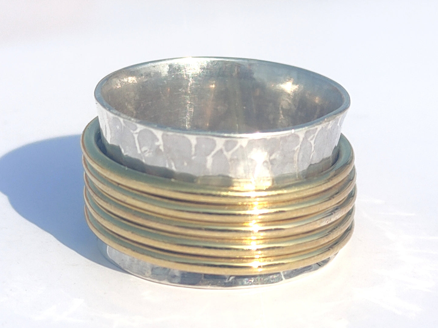 Spinner Ring, Band Ring, Handmade Ring, Hammered Ring, Wide Band Ring, Silver Band, Anniversary Gift, Gift For Her, Fidget Ring, Chunky Ring