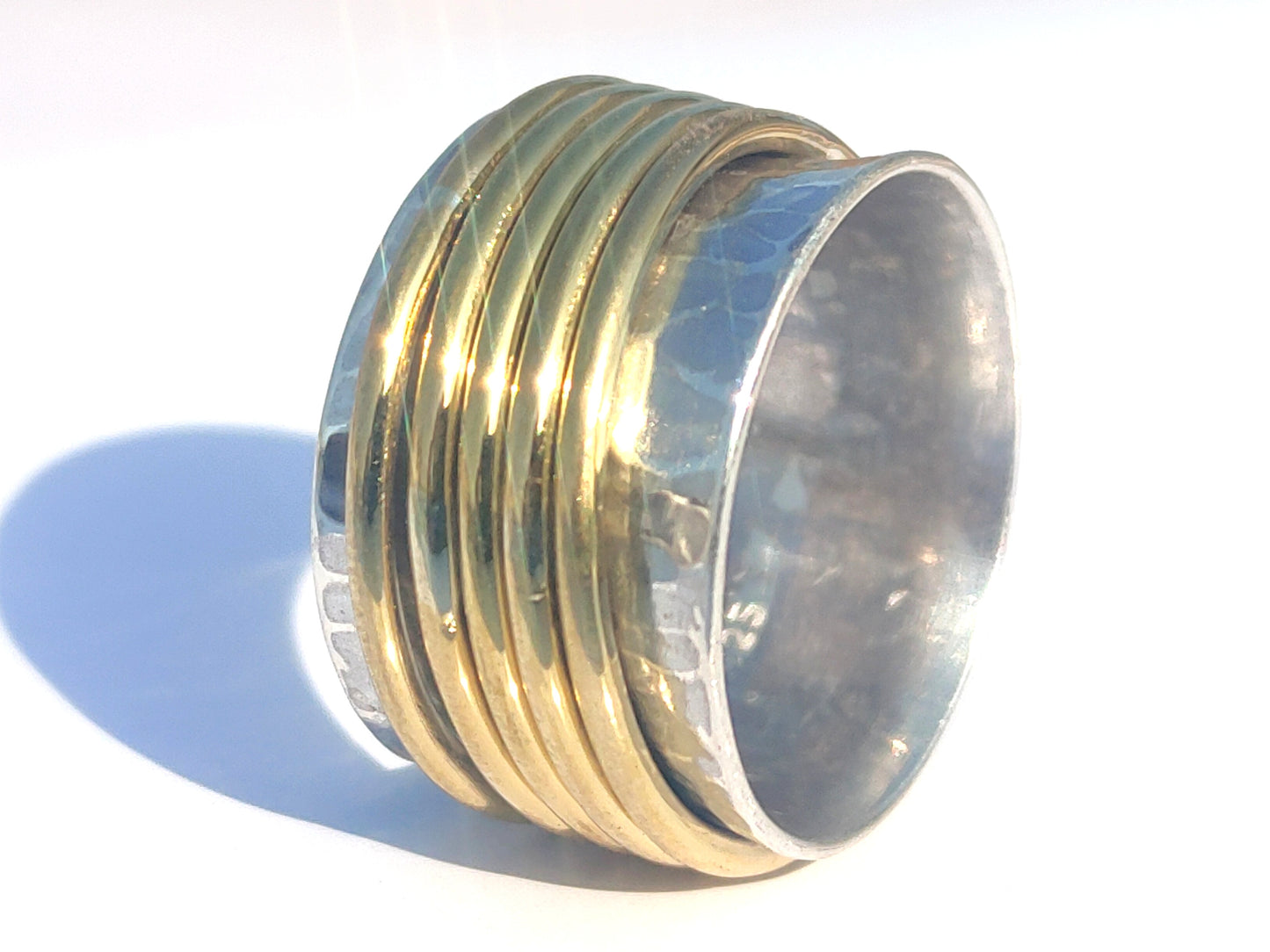 Spinner Ring, Band Ring, Handmade Ring, Hammered Ring, Wide Band Ring, Silver Band, Anniversary Gift, Gift For Her, Fidget Ring, Chunky Ring