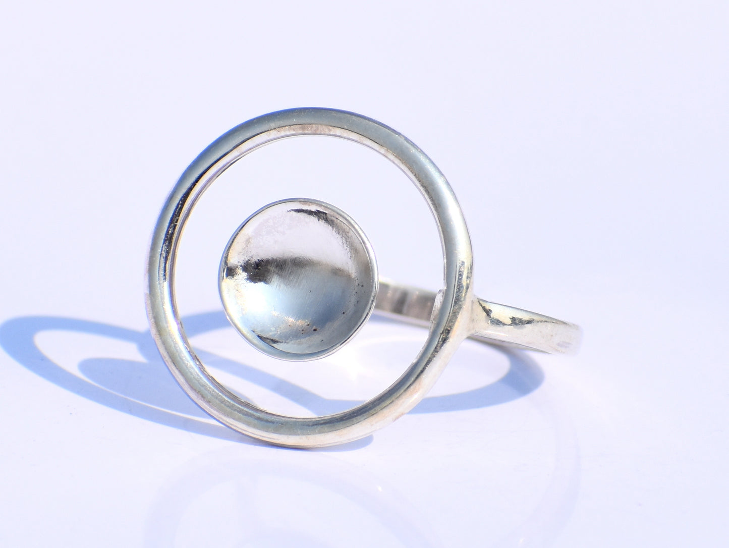 Hollow Circle Ring, Adjustable Ring, Sterling Silver Ring, Handmade Ring, Statement Ring, Boho Ring, Minimalist Ring, Wedding Ring, Gift Her