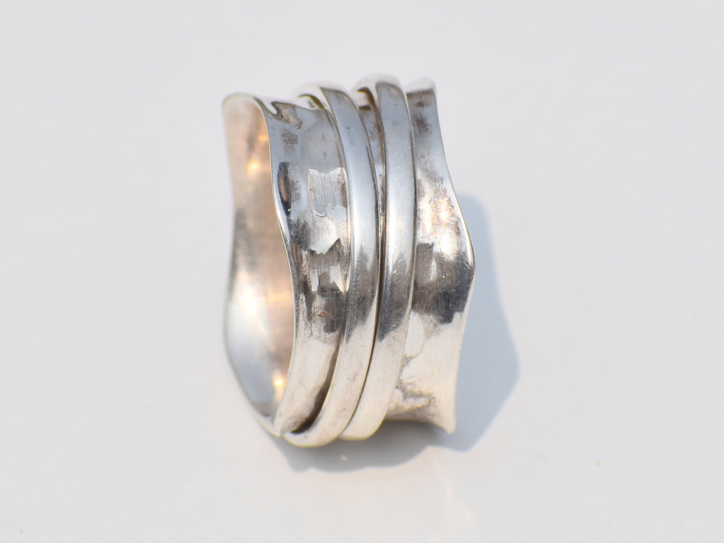 Spinner Ring, Sterling Silver Ring, Handmade Jewelry, Boho Chunky Ring, Wide Band Fidget Ring, Meditation Ring, Silver Ring for Men Women