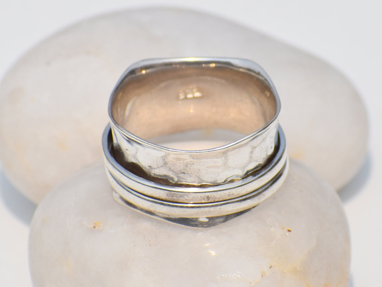 Spinner Ring, Sterling Silver Ring, Handmade Jewelry, Boho Chunky Ring, Wide Band Fidget Ring, Meditation Ring, Silver Ring for Men Women