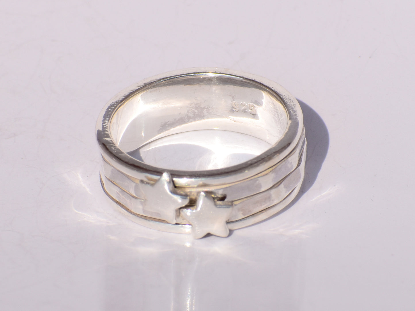 Star On Spinner Band Ring, Sterling Silver Ring, Handmade Ring, Women Silver Ring, Fidget Ring, Anxiety Ring, Bohemian Ring, Gift For Women
