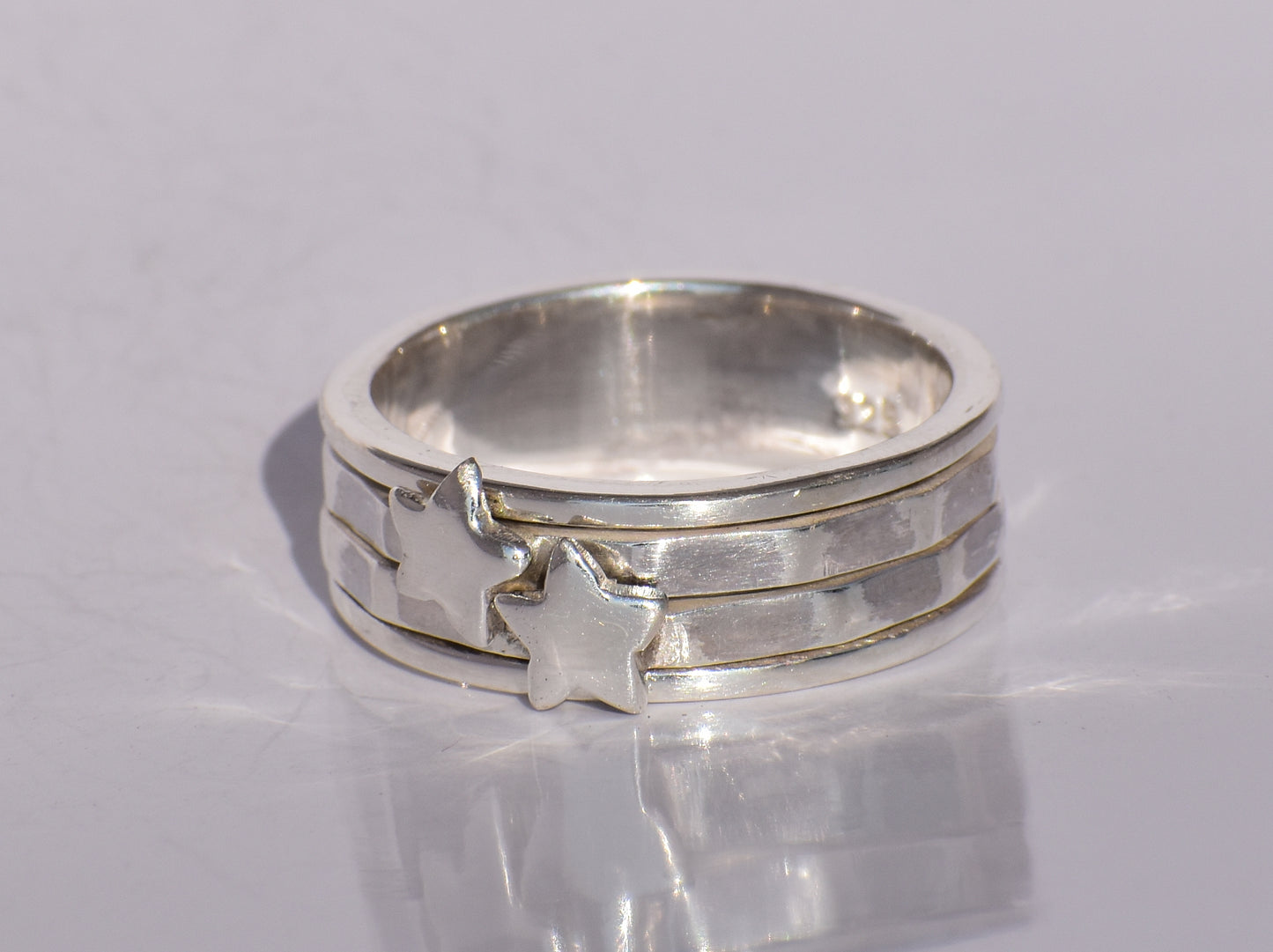 Star On Spinner Band Ring, Sterling Silver Ring, Handmade Ring, Women Silver Ring, Fidget Ring, Anxiety Ring, Bohemian Ring, Gift For Women