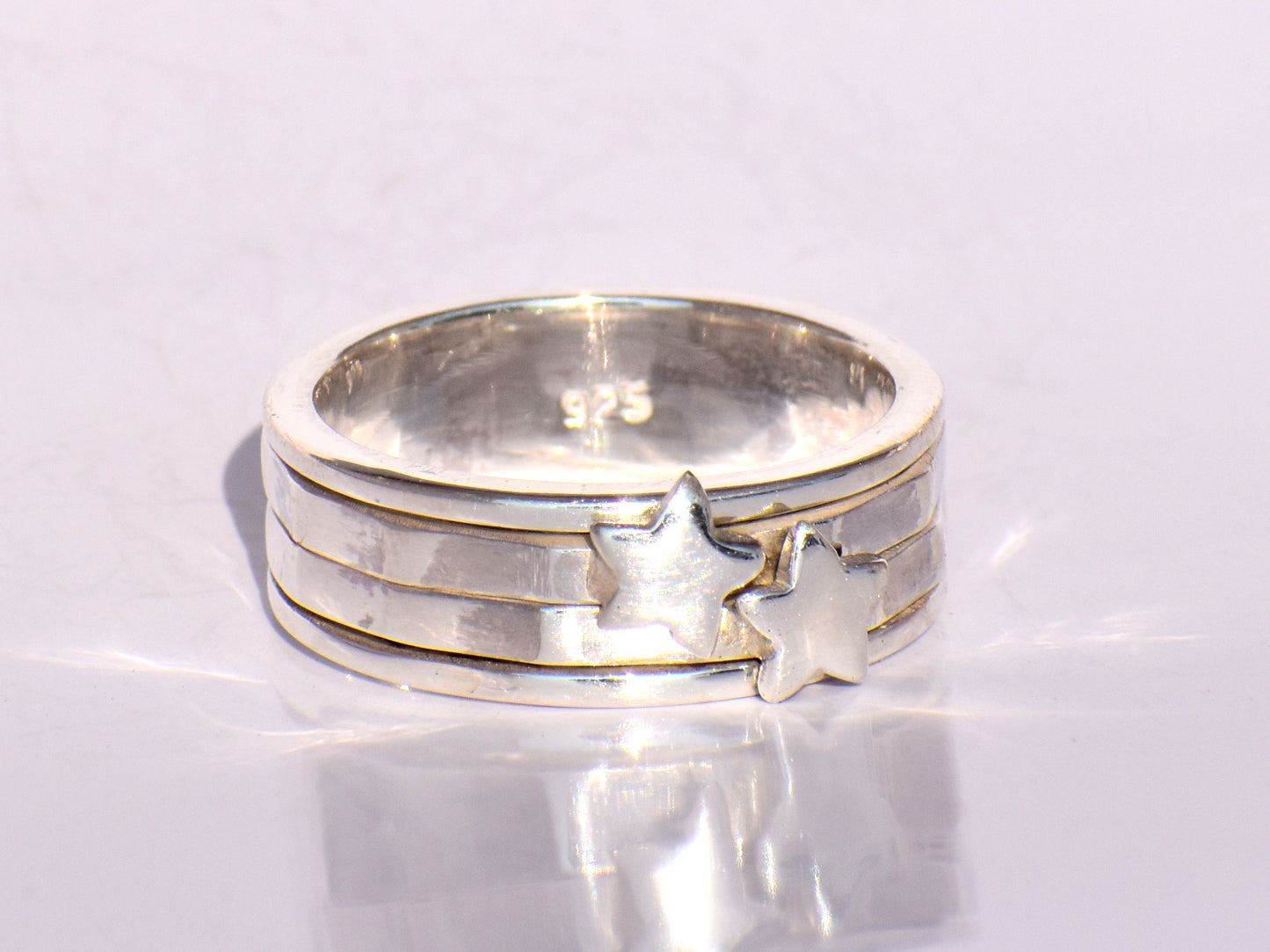 Star On Spinner Band Ring, Sterling Silver Ring, Handmade Ring, Women Silver Ring, Fidget Ring, Anxiety Ring, Bohemian Ring, Gift For Women
