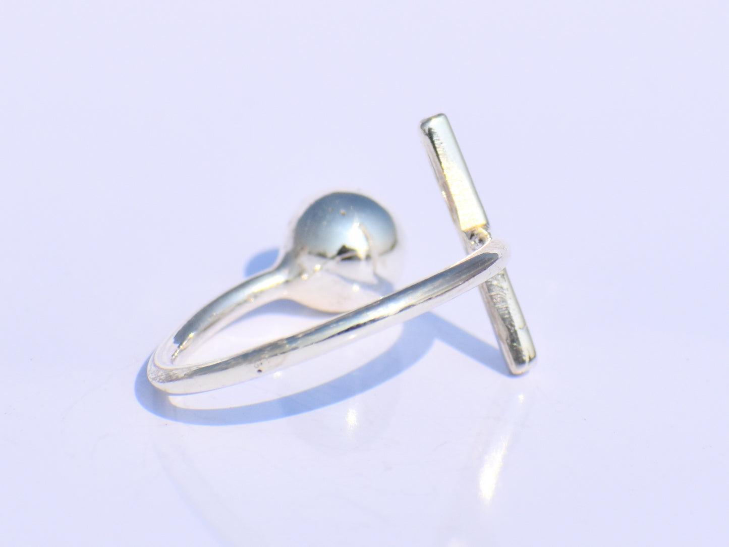 Silver Ball Ring, Silver Bar Ring, Solid Ball Ring, 925 Silver Jewelry, Handmade Ring, Anniversary Ring, Midi Ring, Promise Ring, Open Ring