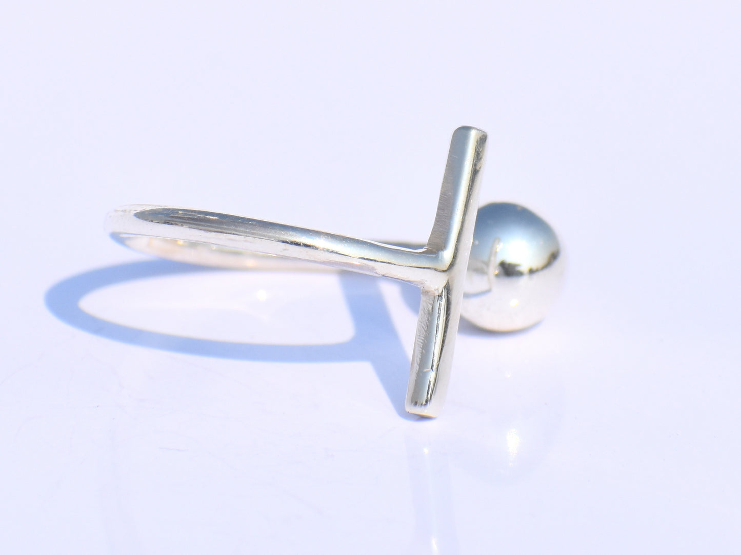 Silver Ball Ring, Silver Bar Ring, Solid Ball Ring, 925 Silver Jewelry, Handmade Ring, Anniversary Ring, Midi Ring, Promise Ring, Open Ring