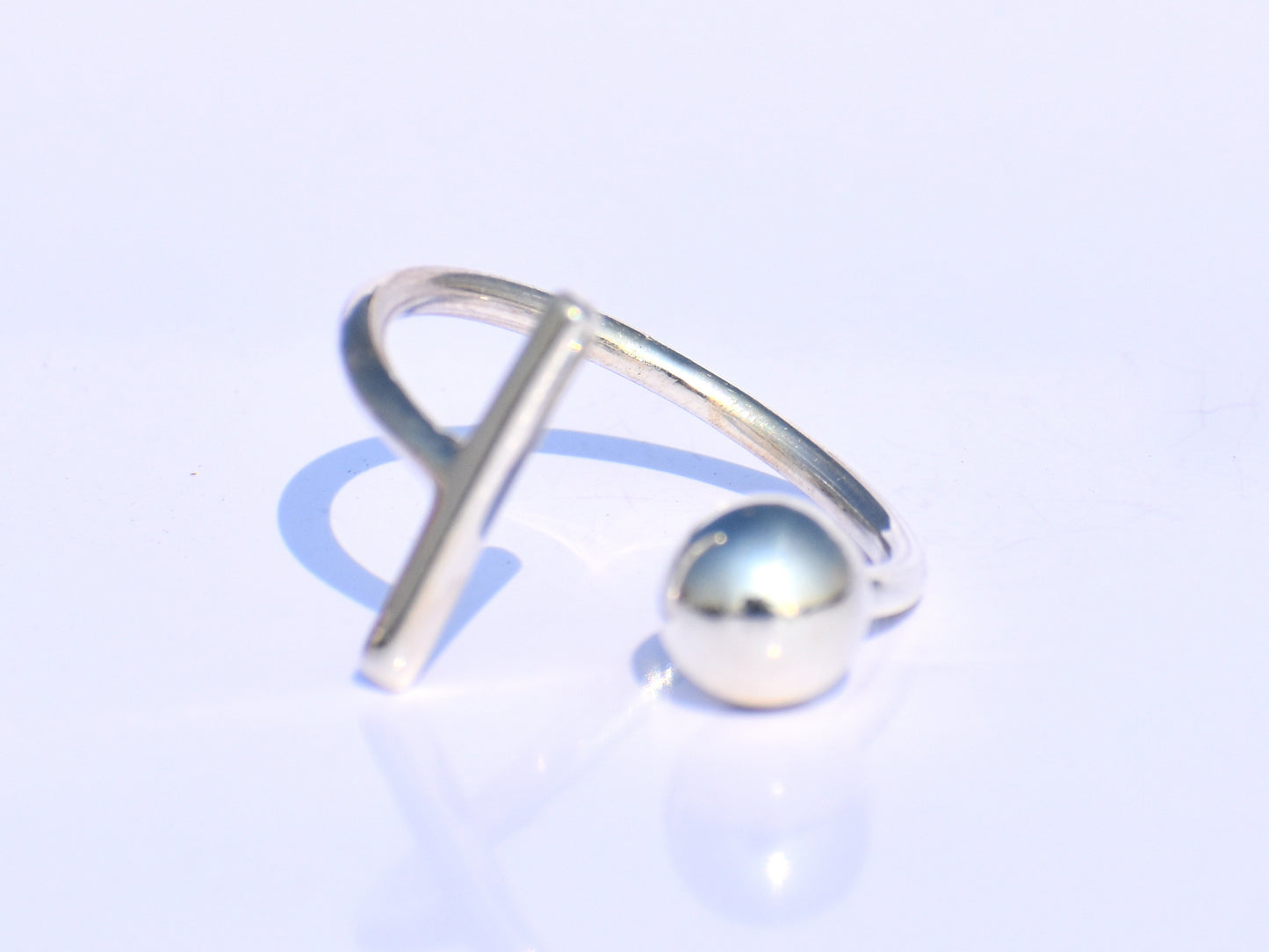 Silver Ball Ring, Silver Bar Ring, Solid Ball Ring, 925 Silver Jewelry, Handmade Ring, Anniversary Ring, Midi Ring, Promise Ring, Open Ring