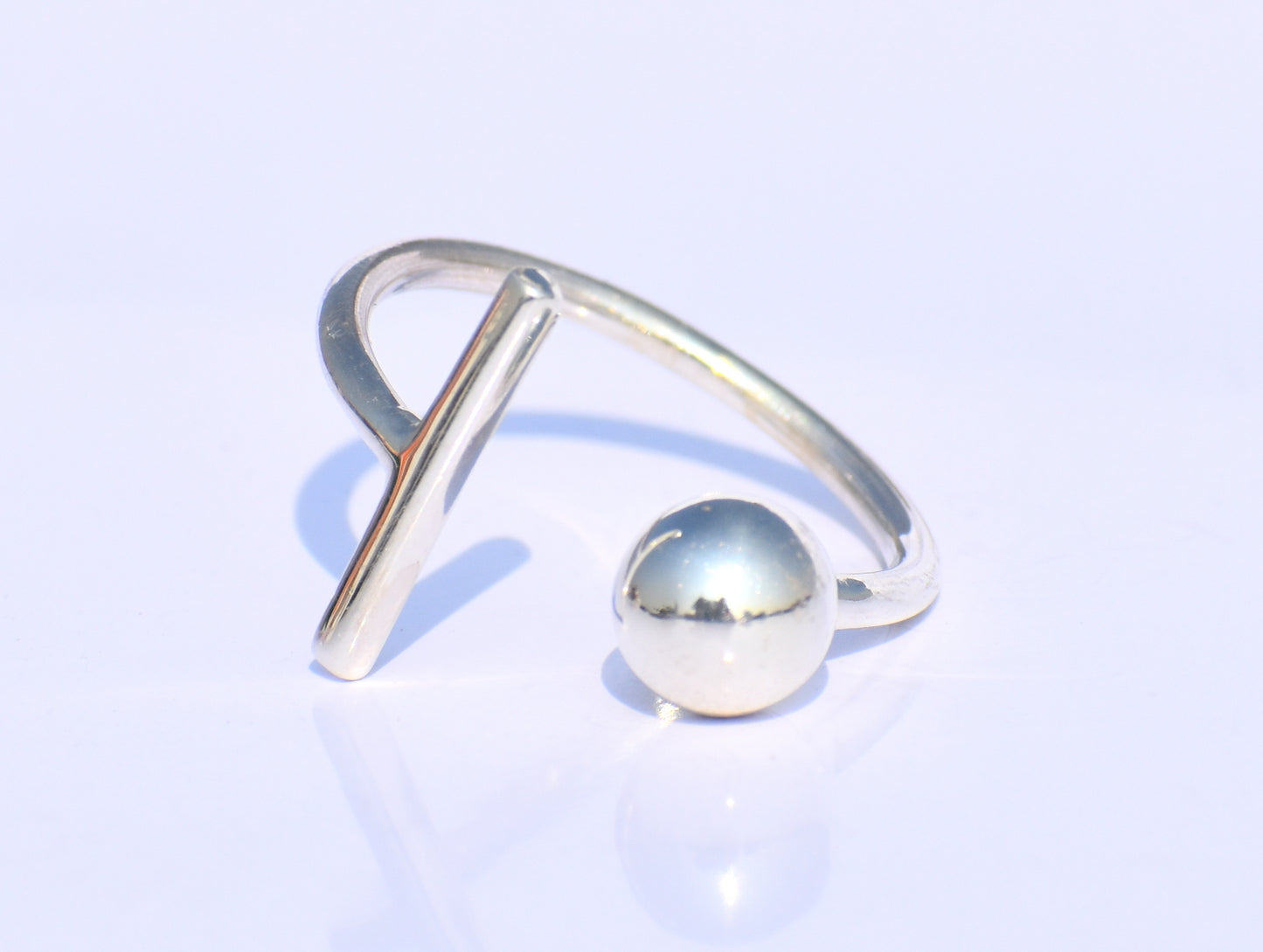 Silver Ball Ring, Silver Bar Ring, Solid Ball Ring, 925 Silver Jewelry, Handmade Ring, Anniversary Ring, Midi Ring, Promise Ring, Open Ring