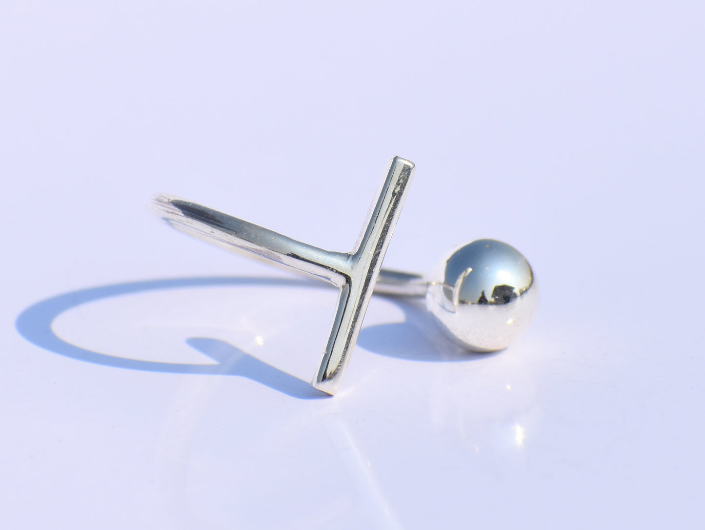 Silver Ball Ring, Silver Bar Ring, Solid Ball Ring, 925 Silver Jewelry, Handmade Ring, Anniversary Ring, Midi Ring, Promise Ring, Open Ring