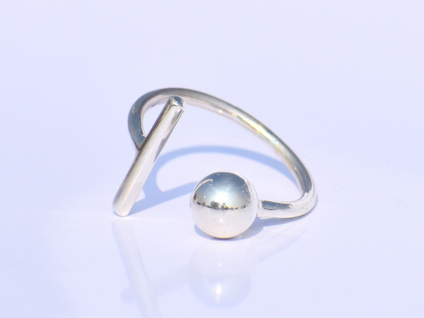 Silver Ball Ring, Silver Bar Ring, Solid Ball Ring, 925 Silver Jewelry, Handmade Ring, Anniversary Ring, Midi Ring, Promise Ring, Open Ring