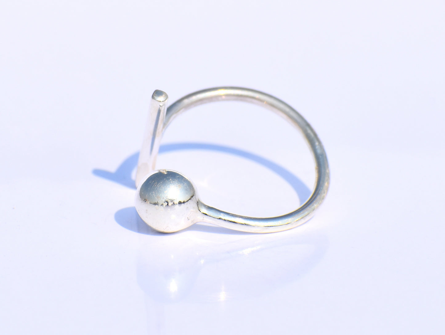 Silver Ball Ring, Silver Bar Ring, Solid Ball Ring, 925 Silver Jewelry, Handmade Ring, Anniversary Ring, Midi Ring, Promise Ring, Open Ring