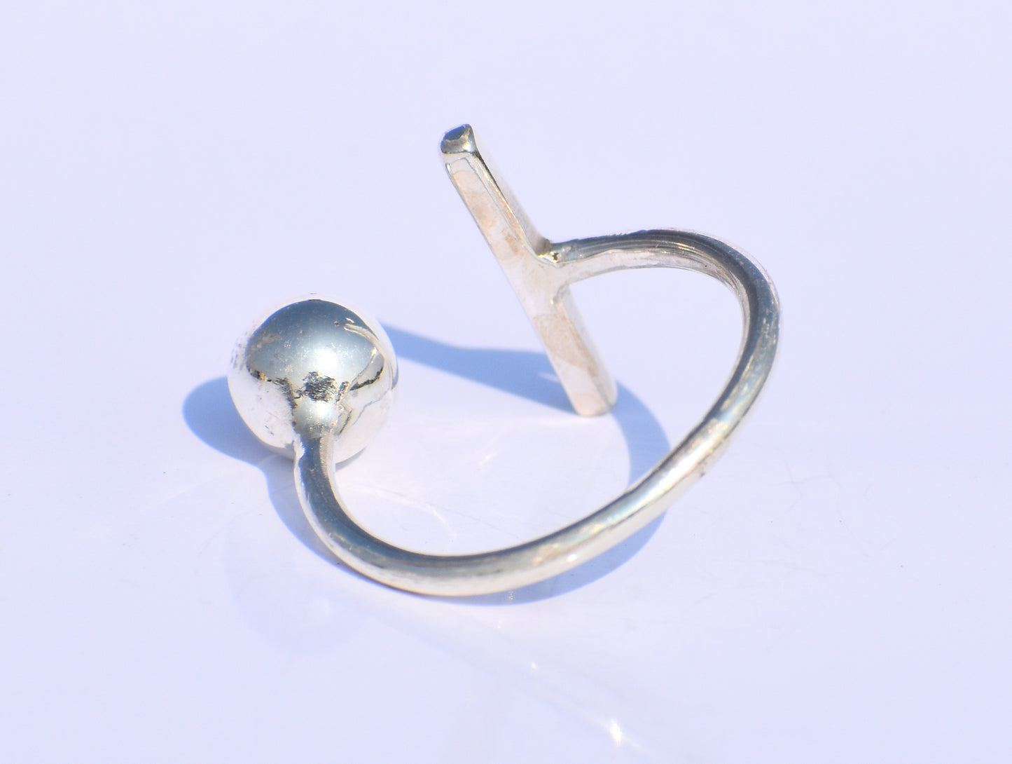 Silver Ball Ring, Silver Bar Ring, Solid Ball Ring, 925 Silver Jewelry, Handmade Ring, Anniversary Ring, Midi Ring, Promise Ring, Open Ring