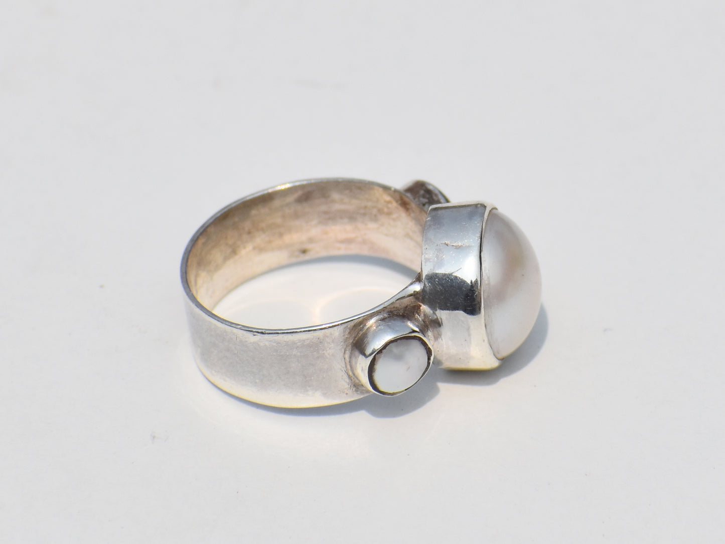 Pearl Ring, White Stone Ring, Gemstone Ring, Sterling Silver Ring, Birthstone Ring for Mom, Bestfriend Gift, Anniversary Gift, Gift For Her
