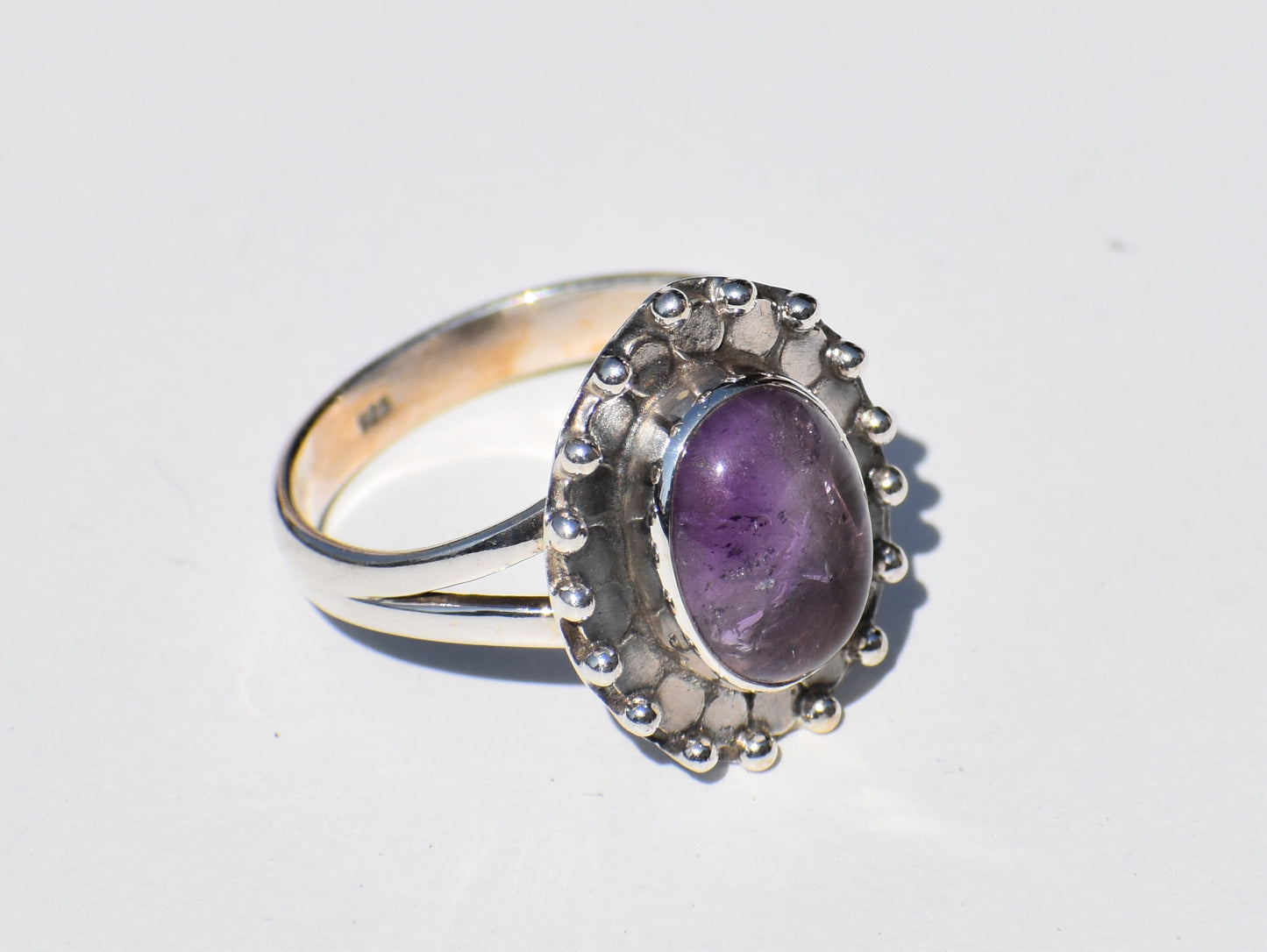 Amethyst Ring, 925 Sterling Silver Ring, Natural Amethyst Gemstone, Purple Gemstone, Oval Stone Ring, February Birthstone, Statement Ring