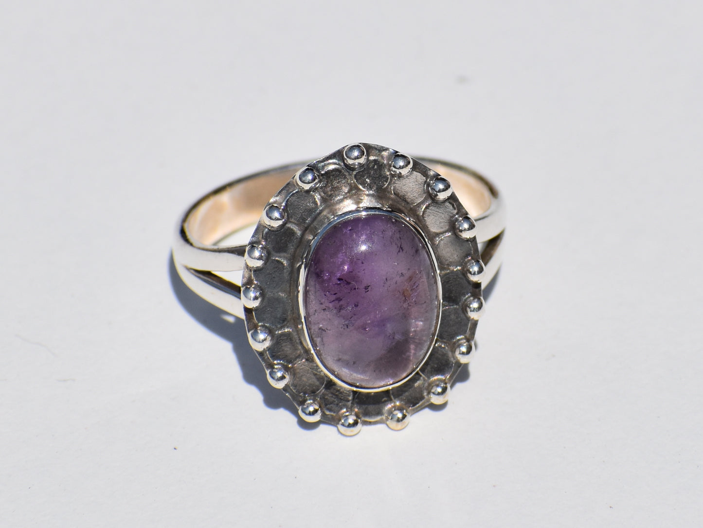 Amethyst Ring, 925 Sterling Silver Ring, Natural Amethyst Gemstone, Purple Gemstone, Oval Stone Ring, February Birthstone, Statement Ring
