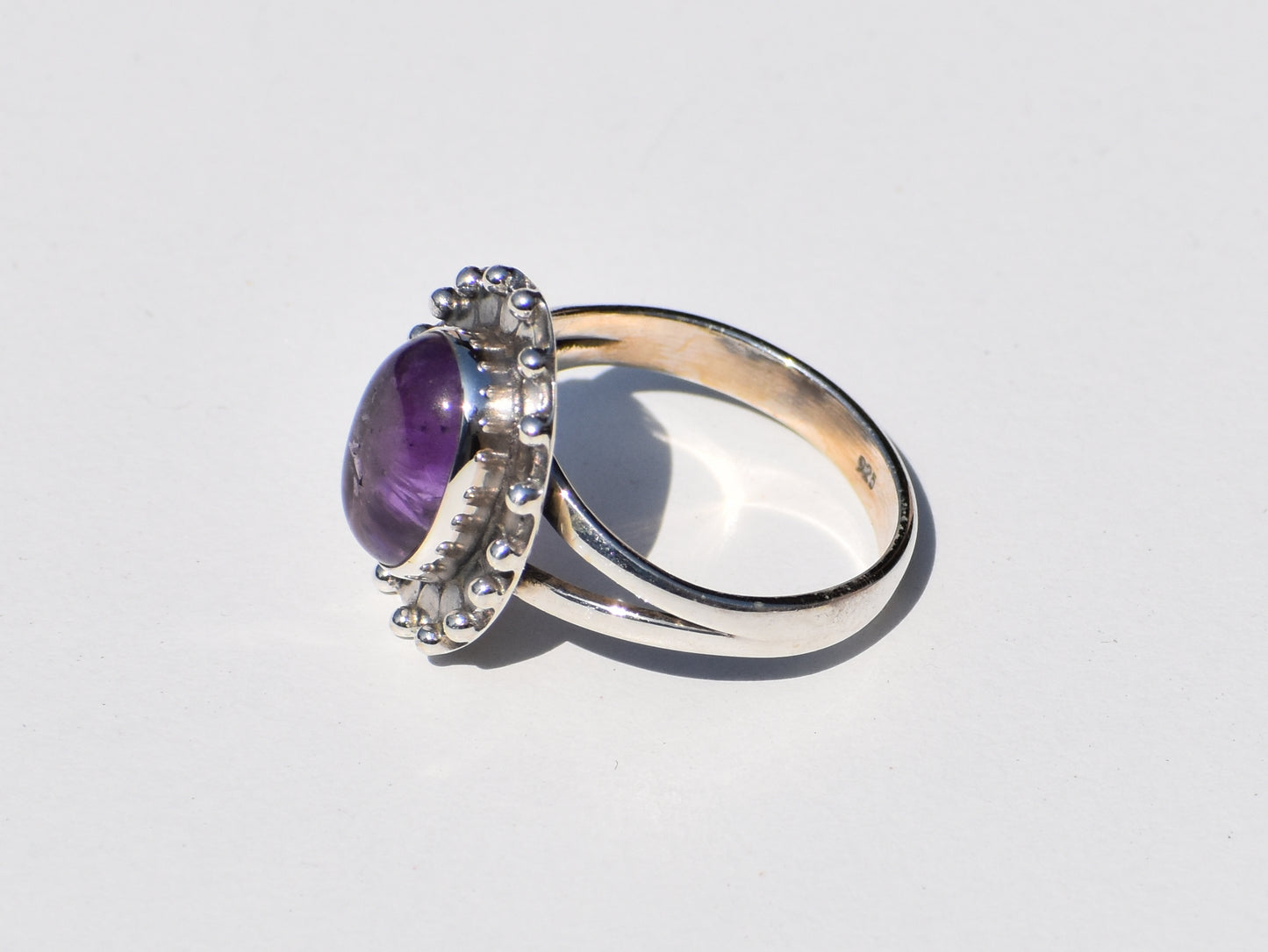 Amethyst Ring, 925 Sterling Silver Ring, Natural Amethyst Gemstone, Purple Gemstone, Oval Stone Ring, February Birthstone, Statement Ring