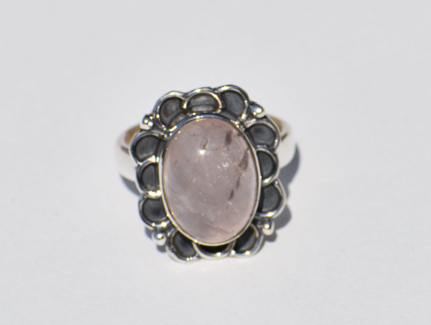 Natural Rose Quartz Ring, Sterling Silver Ring, Oval Gemstone, Statement Jewelry, Boho Jewelry, Wedding Ring, Anniversary Gift, Gift For Her