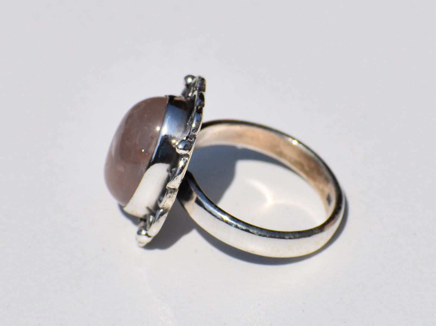 Natural Rose Quartz Ring, Sterling Silver Ring, Oval Gemstone, Statement Jewelry, Boho Jewelry, Wedding Ring, Anniversary Gift, Gift For Her