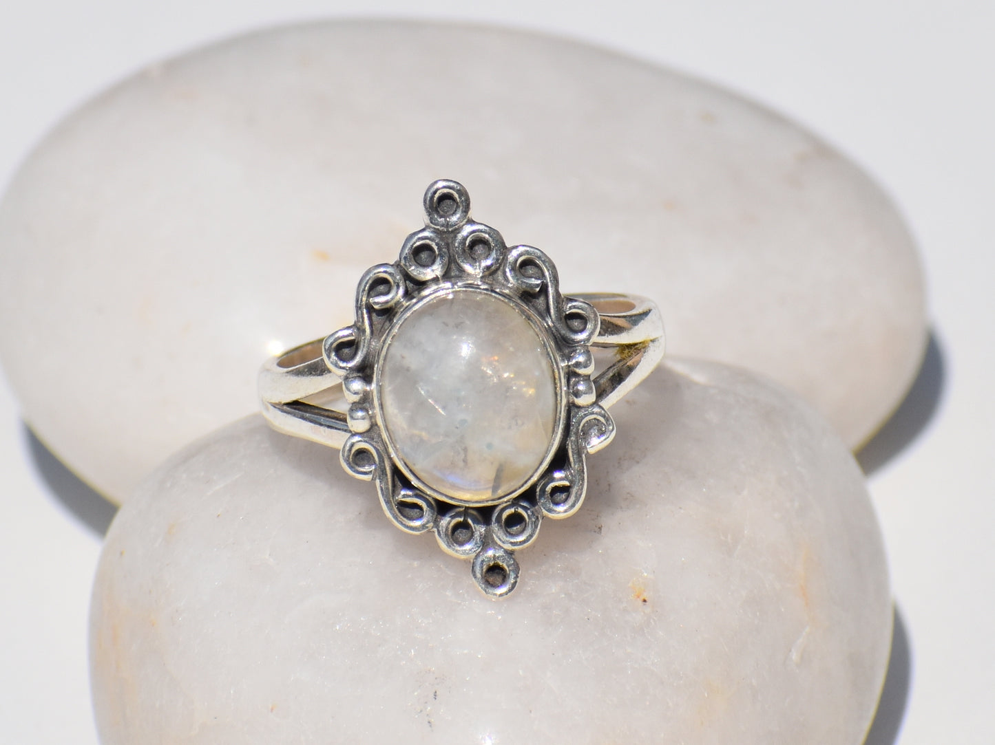 Moonstone Ring, Sterling Silver Ring, Precious Ring, Statement Ring, Birthstone Ring, Moonstone Engagement Ring, Anniversary Gift, Gift Her
