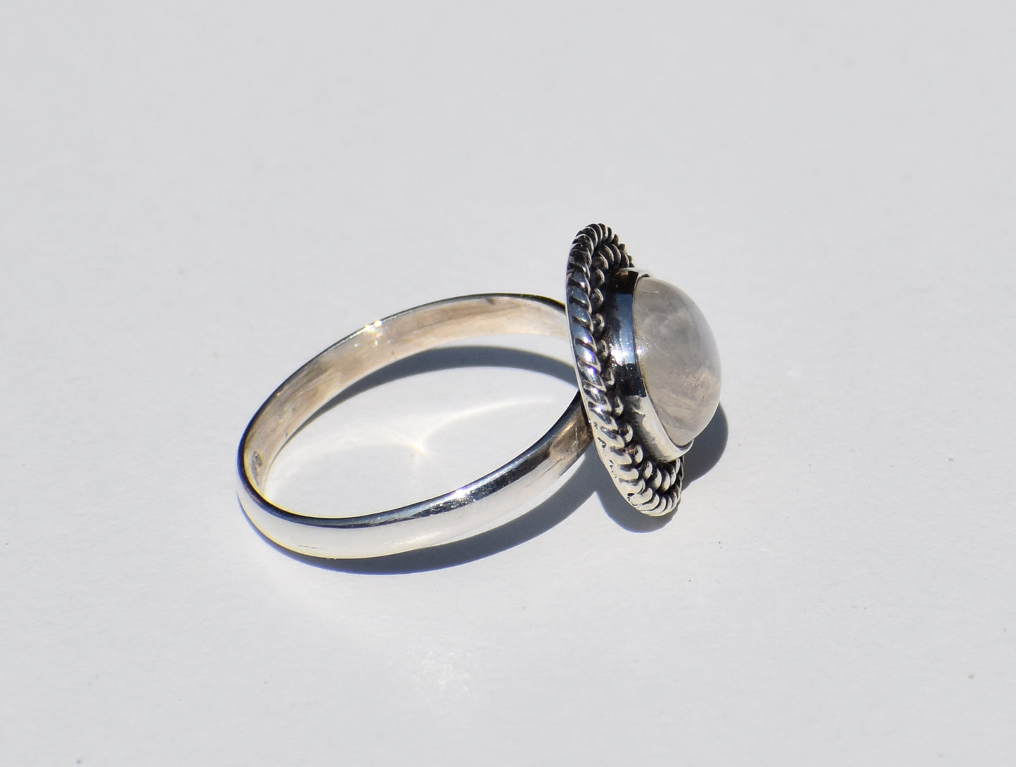 Rainbow Moonstone, Moonstone Ring, Sterling Silver Ring, Round Gemstone, Handmade Ring, Statement Ring, Vintage Ring, Everyday Ring, Gift