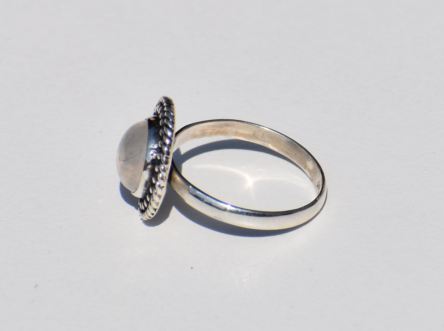 Rainbow Moonstone, Moonstone Ring, Sterling Silver Ring, Round Gemstone, Handmade Ring, Statement Ring, Vintage Ring, Everyday Ring, Gift